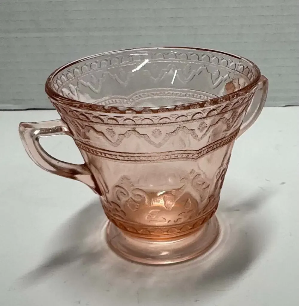 Federal Glass Patrician Pink Depression Glass Two-Handled Sugar Bowl